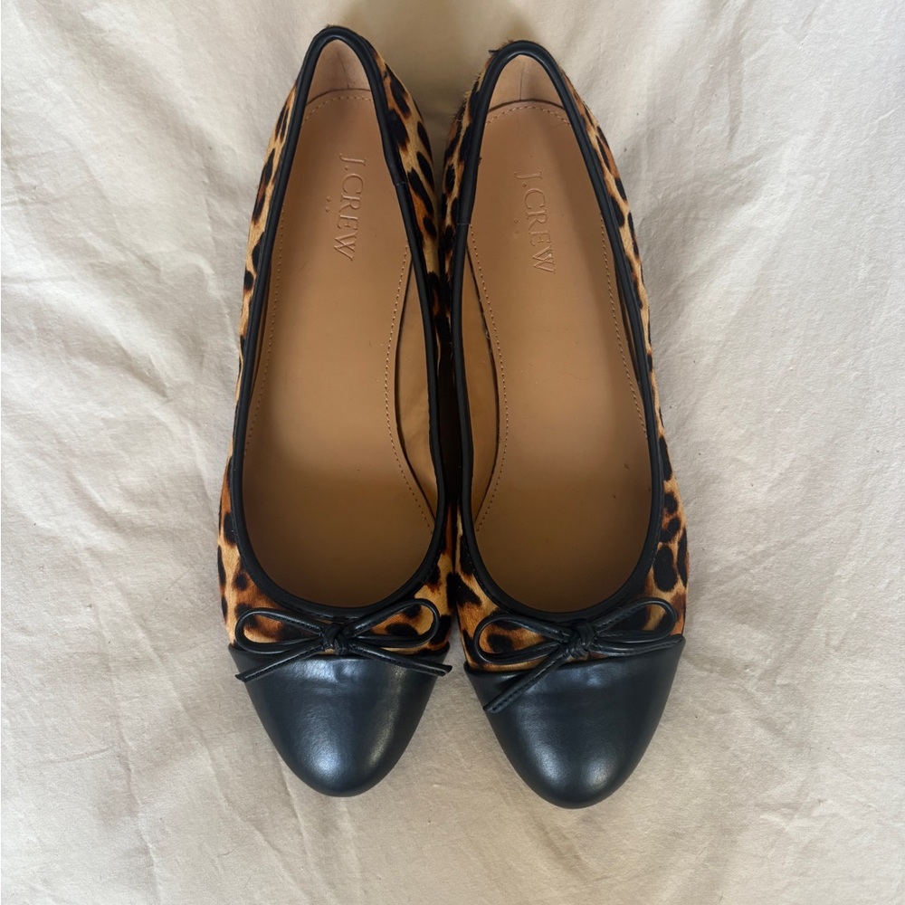 J. Crew Calf Hair Cap Toe Ballet Flats